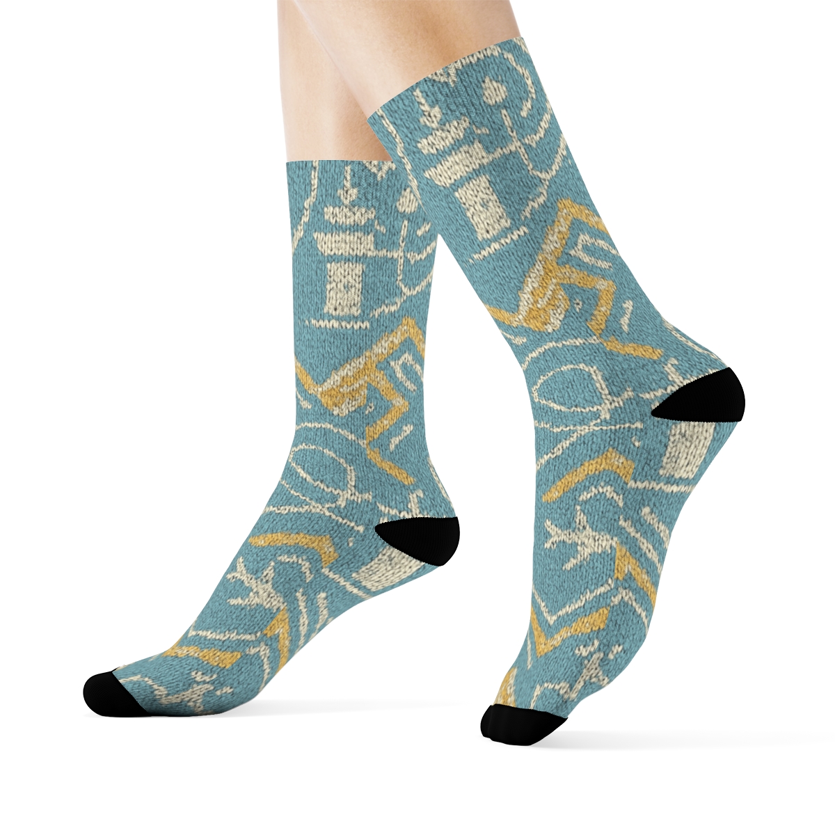 Knit Illusion Flight Paths With Air Traffic Controller Towers comfortable cotton crew socks