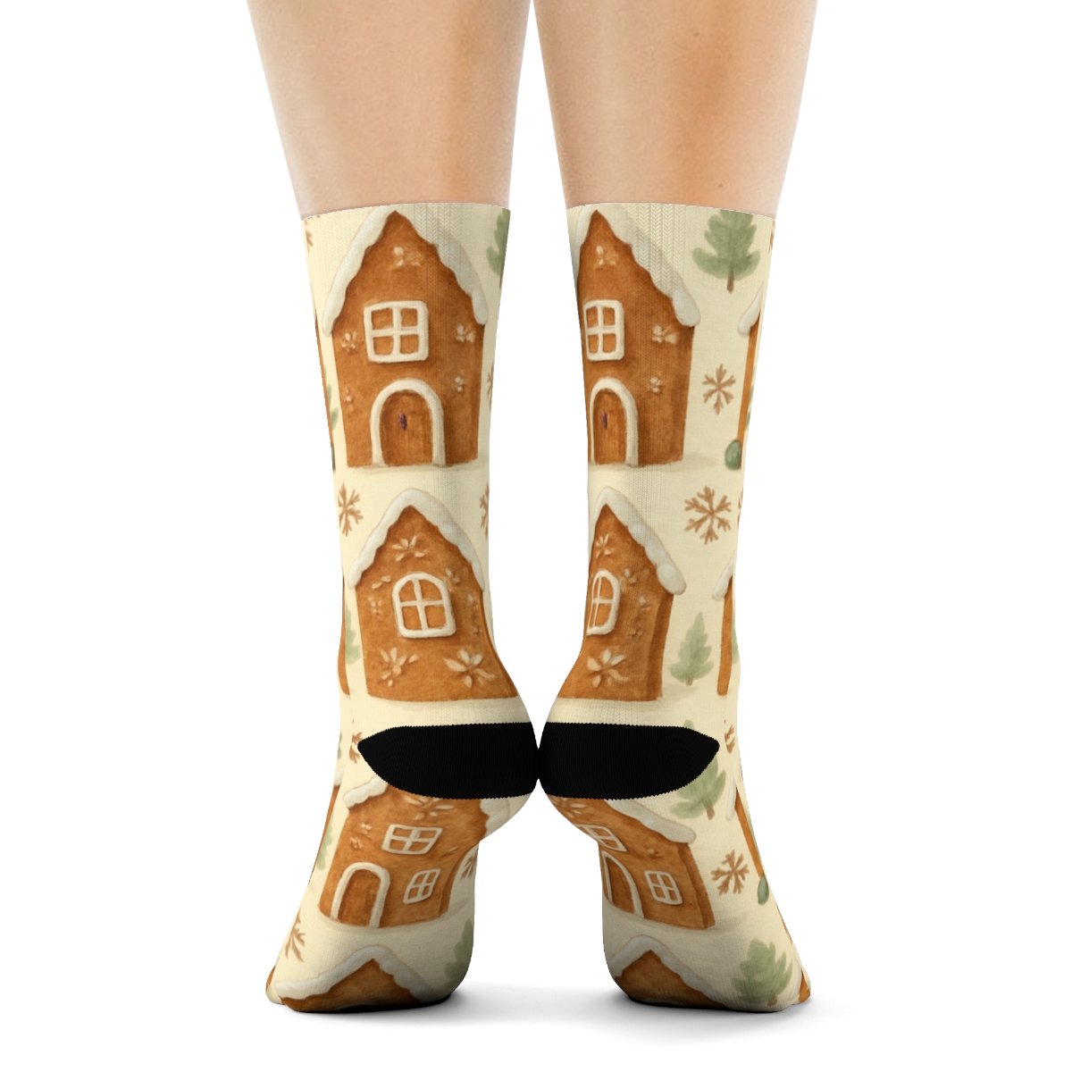 Gingerbread Village Christmas-inspired Tiles personalized crew socks