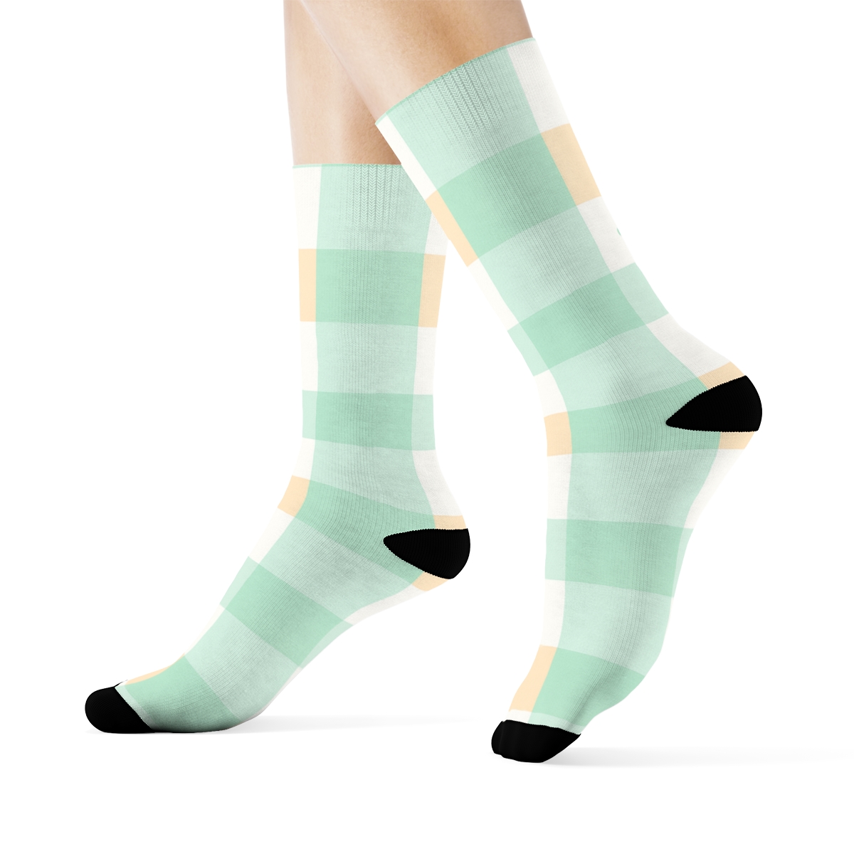 Pastel Nested Checker Fields comfortable cotton crew socks