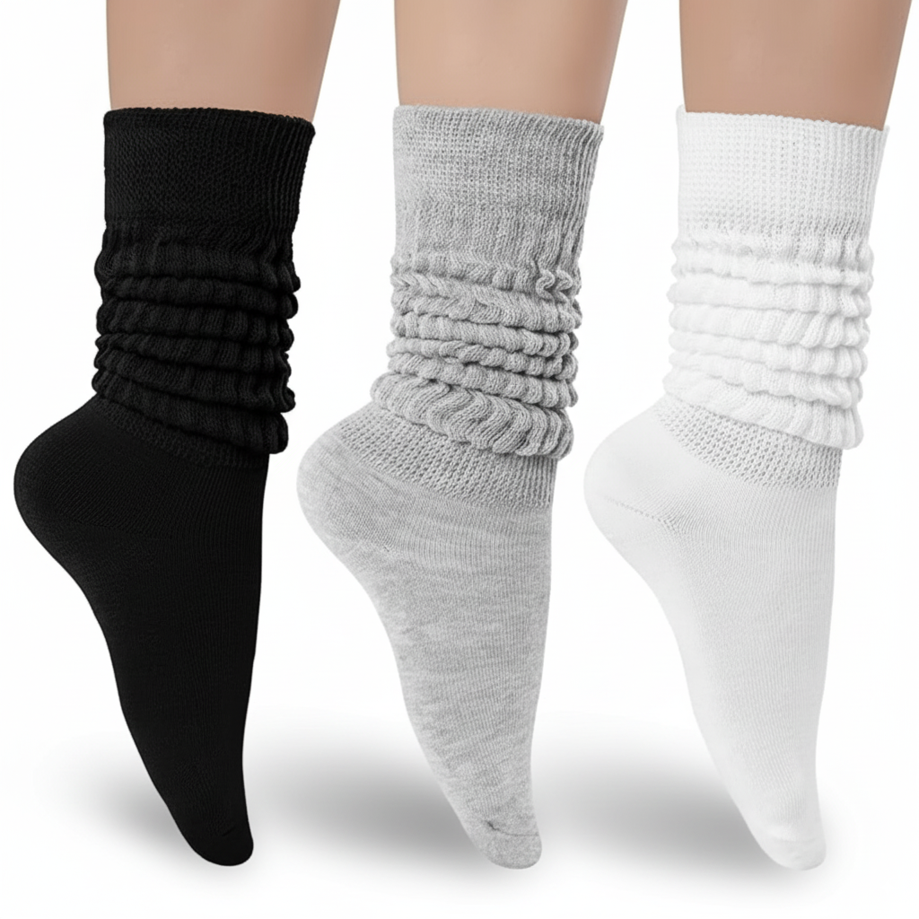 3 Pair Pack Women Knit Slouch Socks