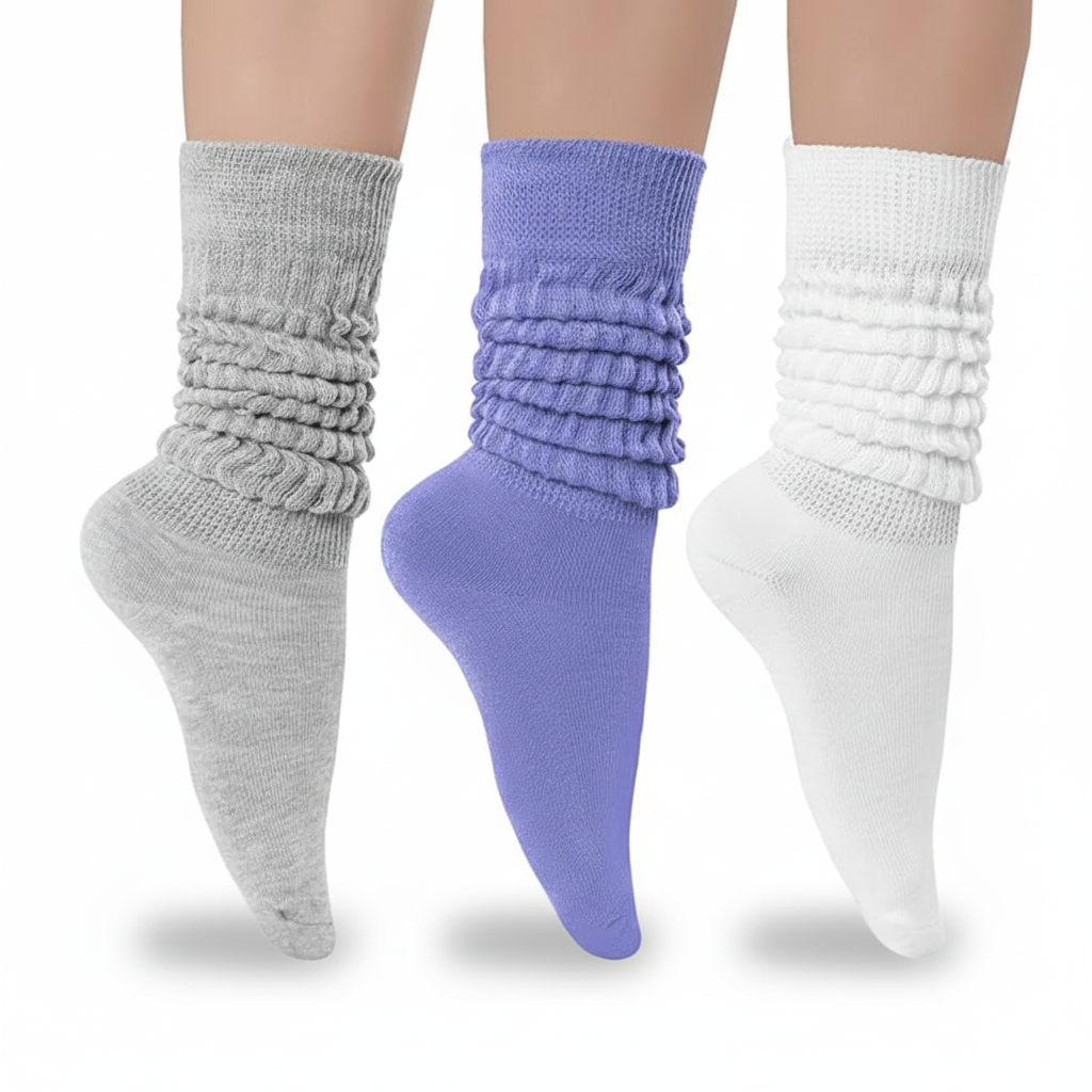3 Pair Pack Women Knit Slouch Socks