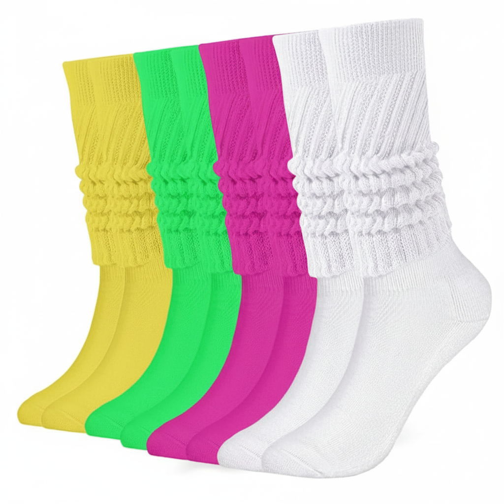 Pack Of 4 Slouch Socks for Women with Extra Long Knit Design