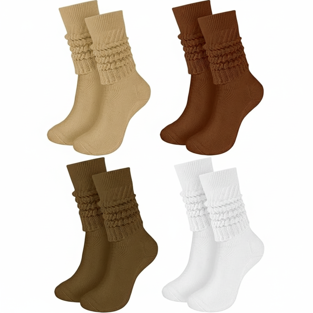 Pack Of 4 Slouch Socks for Women with Extra Long Knit Design