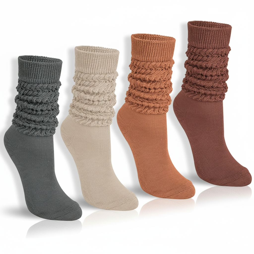 4 Pairs Women Slouchy Knit Socks