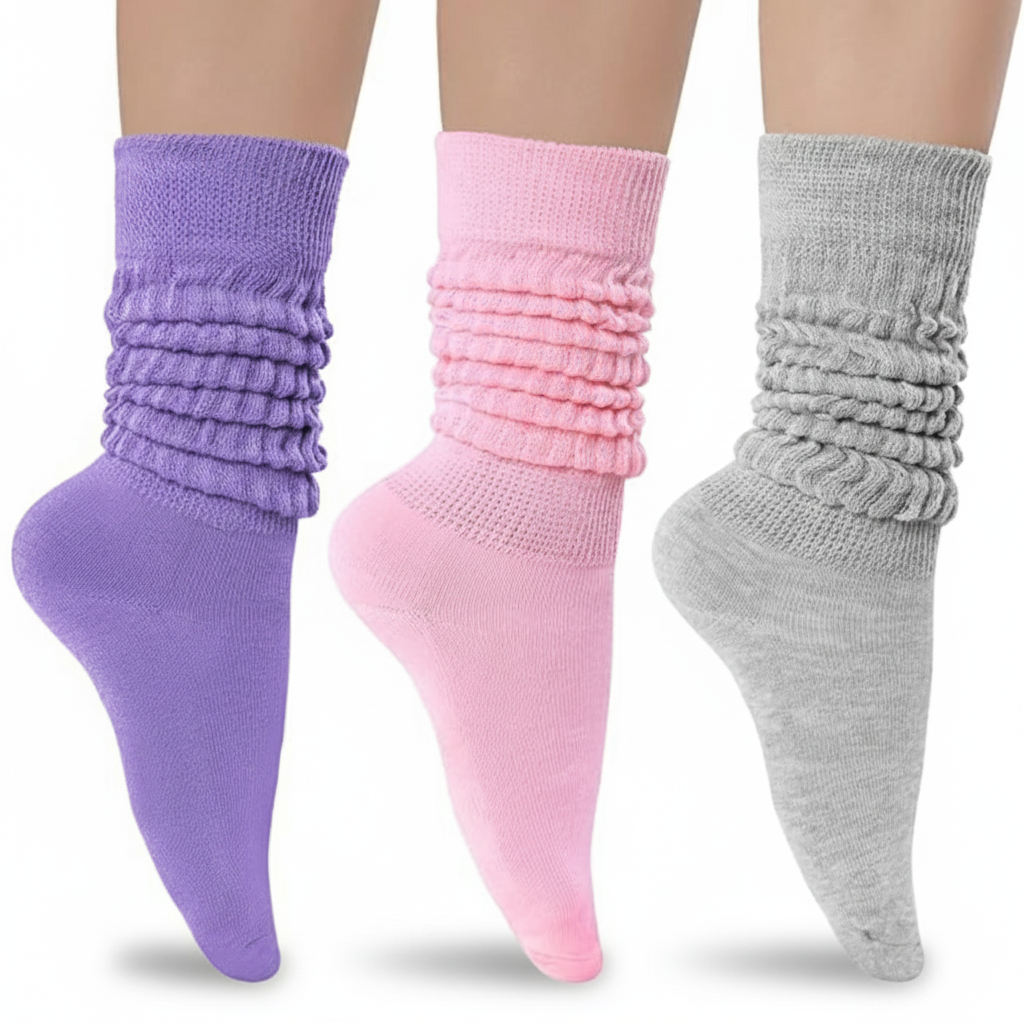 3 Pair Pack Women Knit Slouch Socks