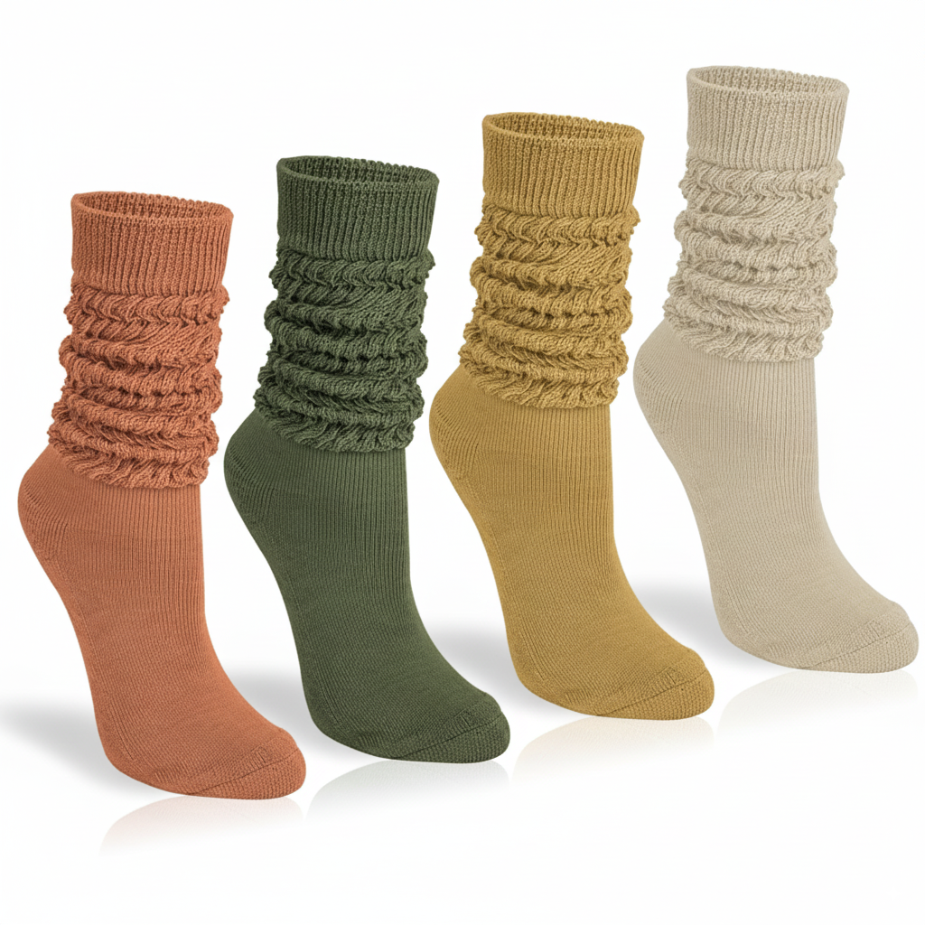 4 Pairs Women Slouchy Knit Socks
