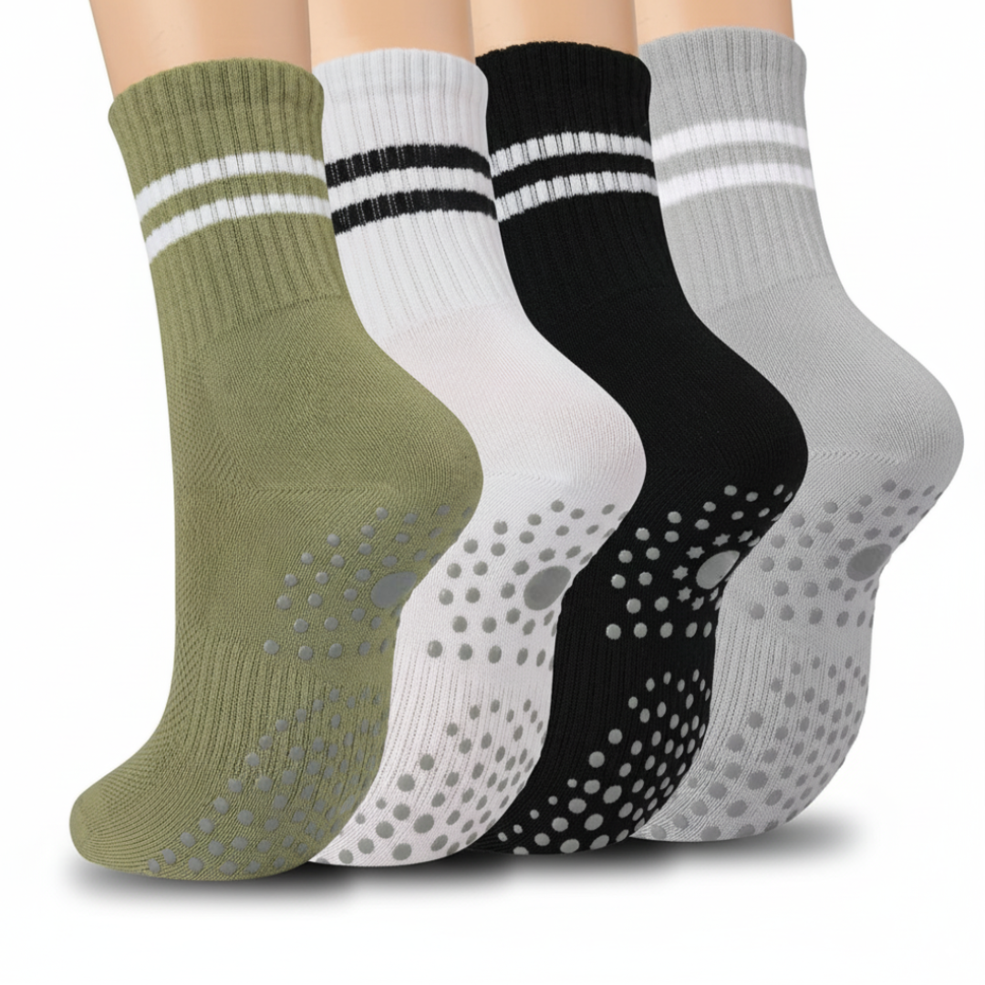 4 Pairs Non Slip Grippers Pilates Socks for Women