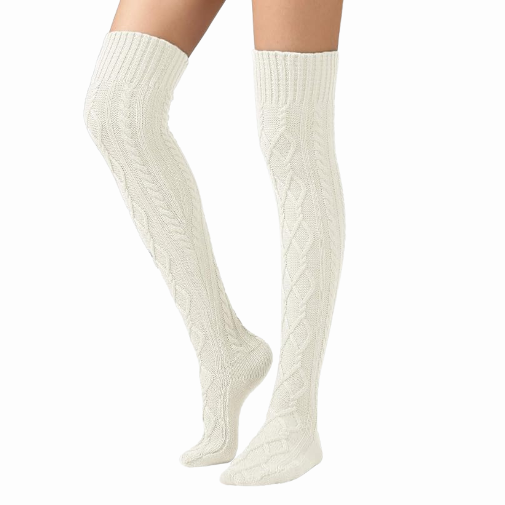 Women Cable Knit Boot Socks Extra Long Winter Stocking