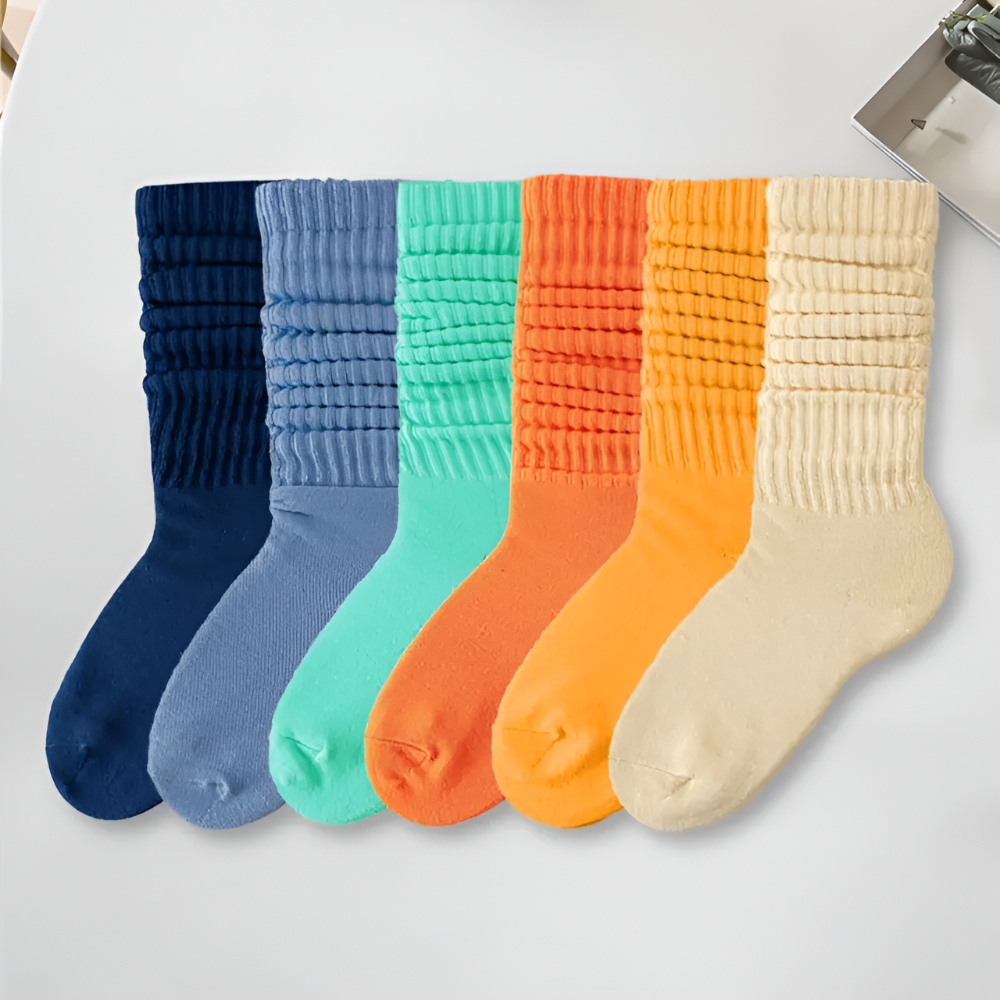 Solid Slouch Crew Mid Calf Comfort Socks Multi Pack For Women