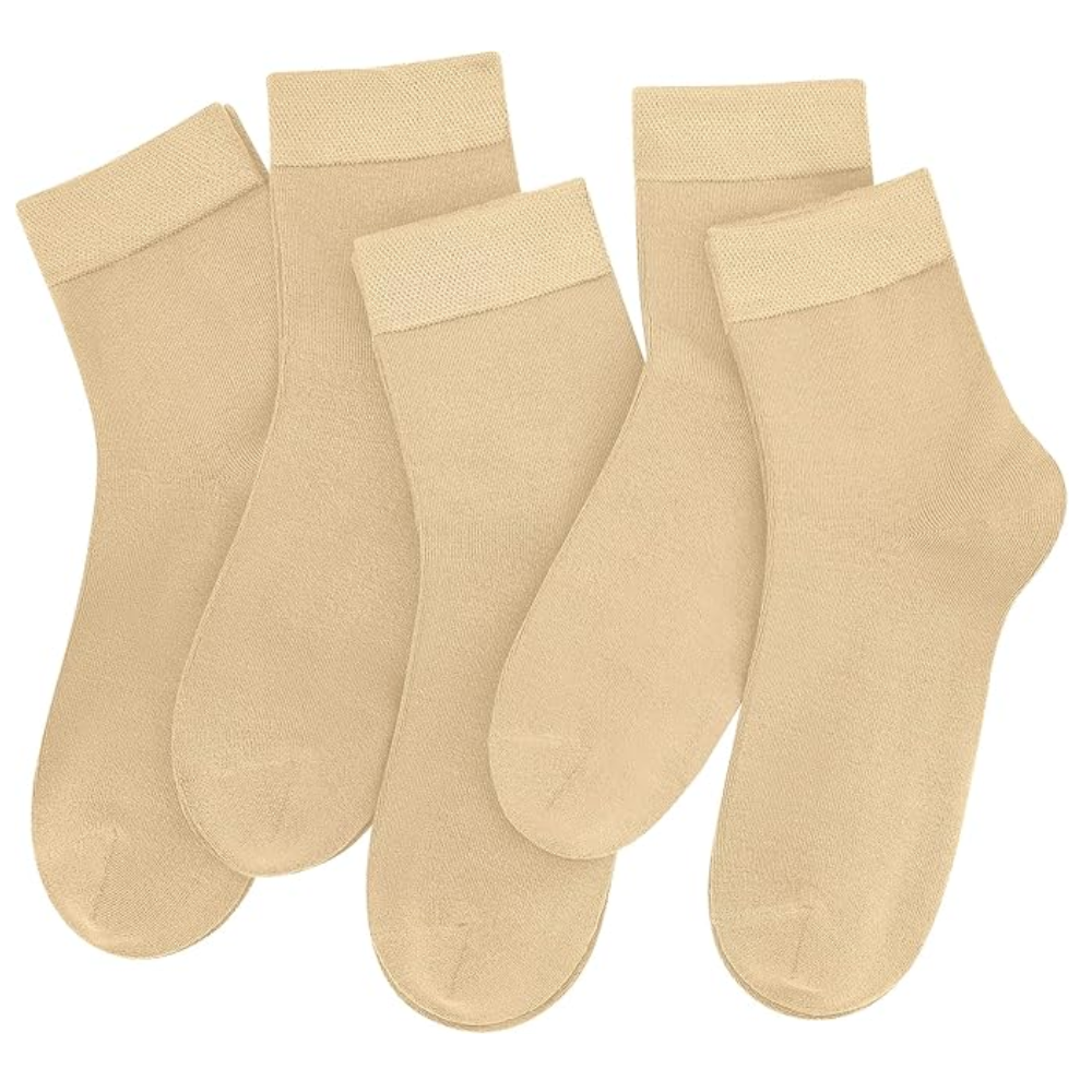 5 Pairs Women Bamboo Crew Socks Thin Lightweight Casual Wear