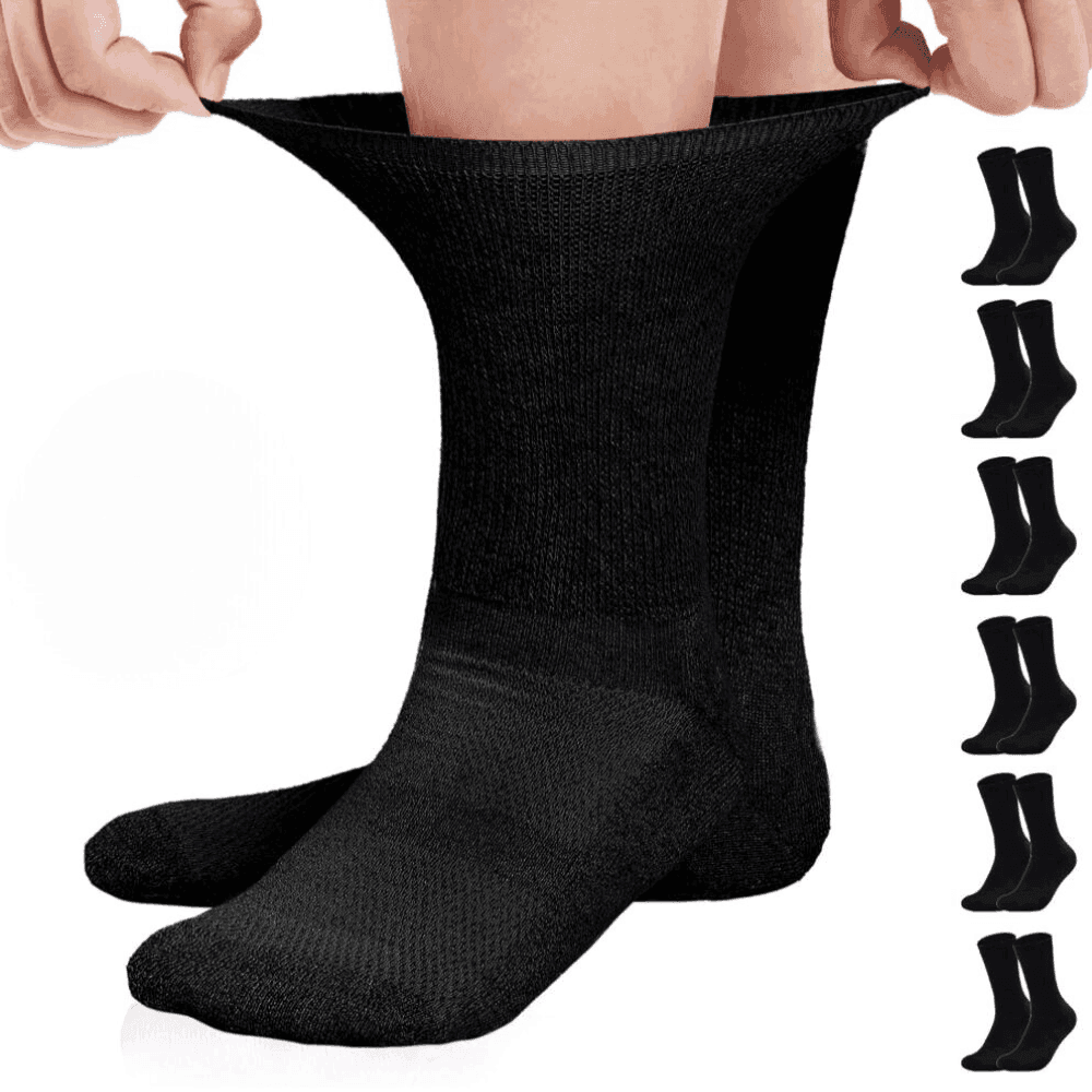 6 Pairs Non-Binding Diabetic Socks - Lightweight and Comfortable