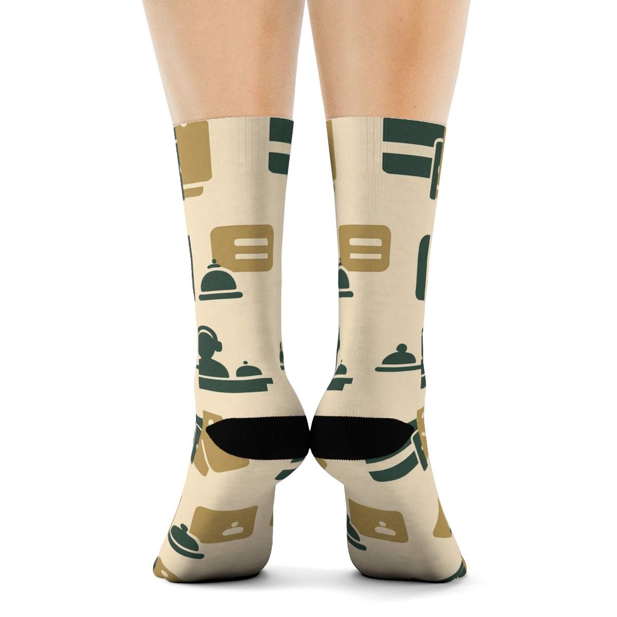 Welcome Counter Rhythm, Hotel Receptionist Pattern trendy patterned crew socks