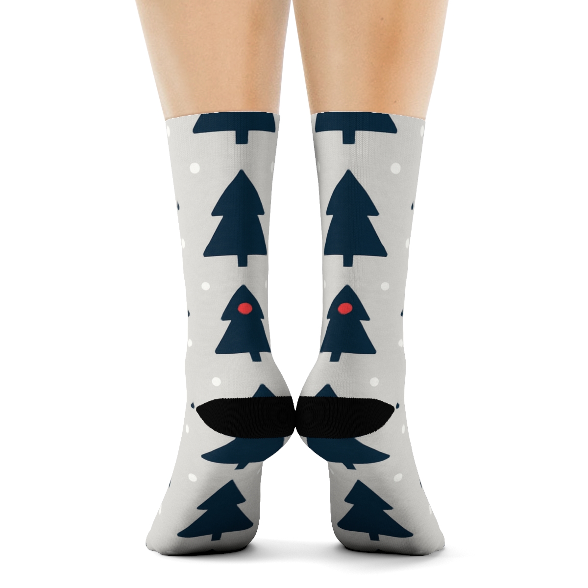 Minimal Trees With Christmas Dot Rhythm custom crew socks
