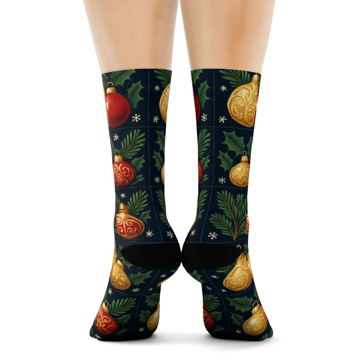 Evergreen Ornament Grid unique graphic crew socks