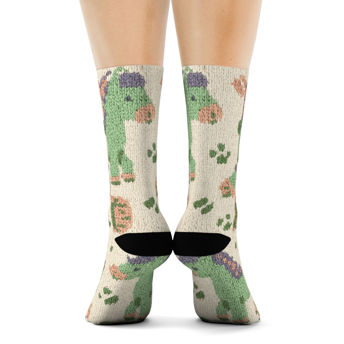 Knitted Illusion Pony Meadow Loop Pattern designer printed crew socks