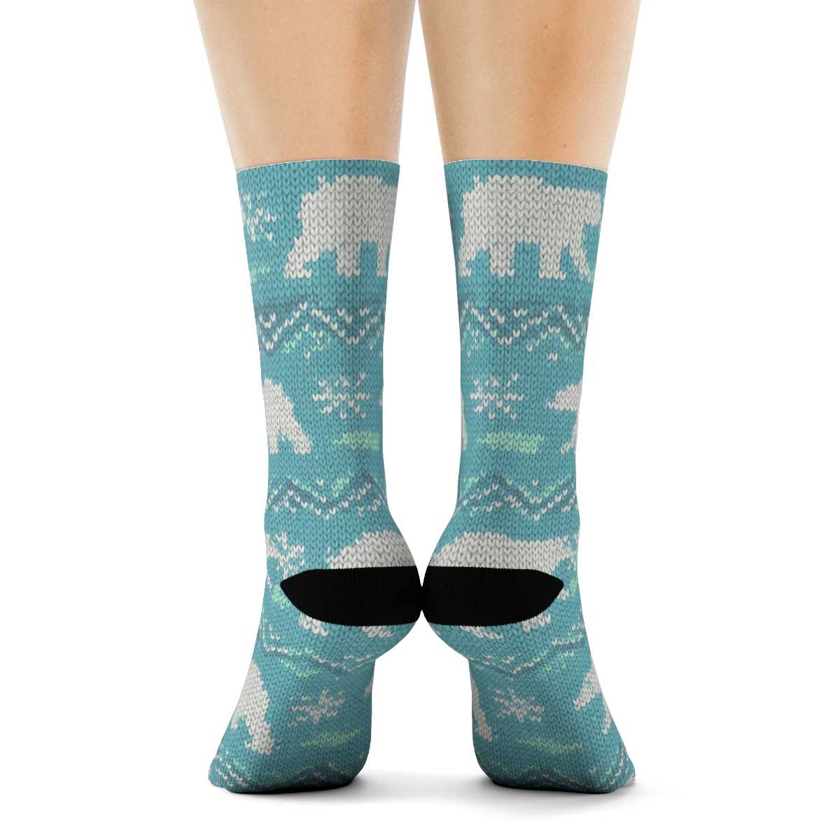 Polar Bear Aurora Knit Mosaic comfortable cotton crew socks