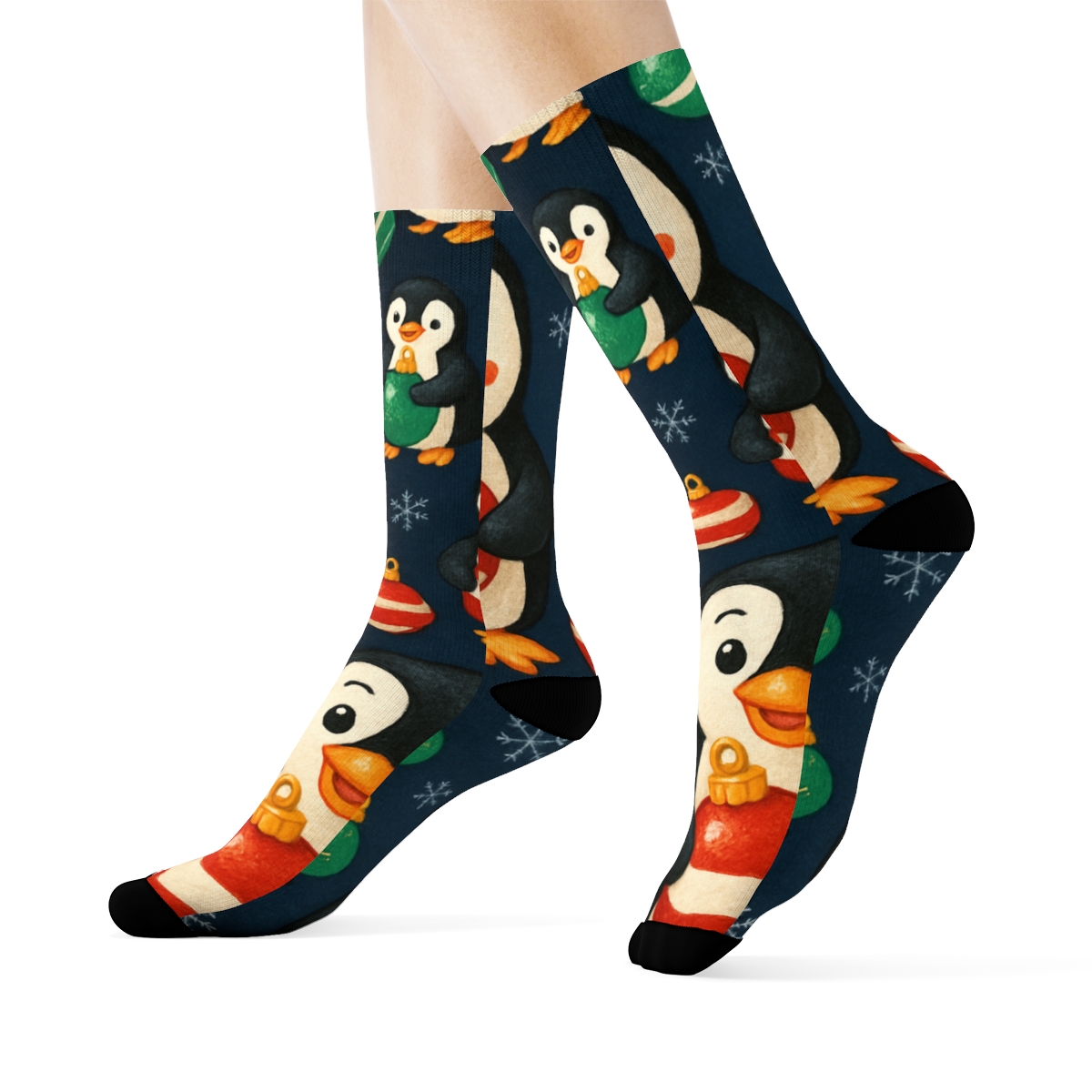 Penguin Ornament Scatter soft everyday crew socks