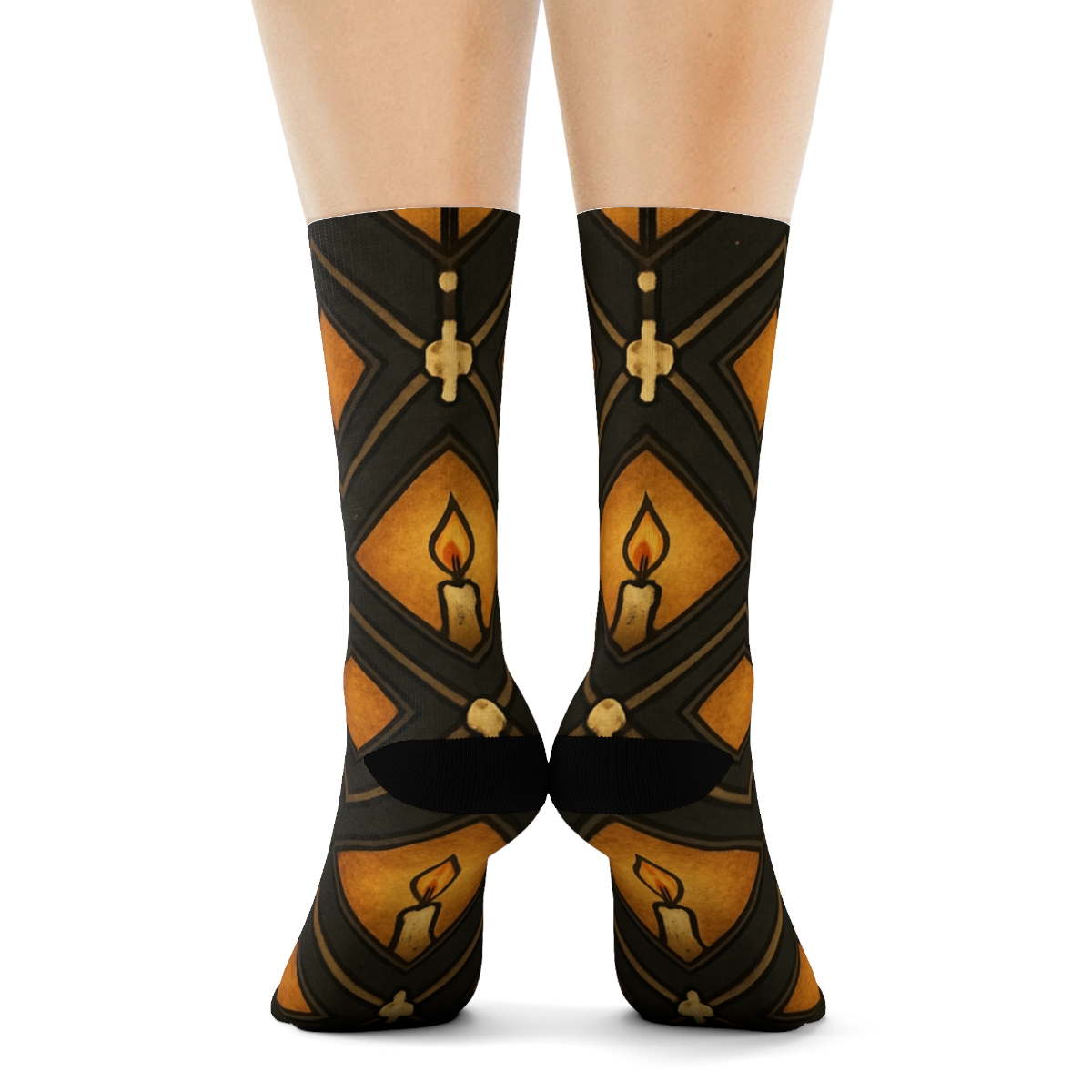 Lantern Lattice With Candle Glow premium sports crew socks