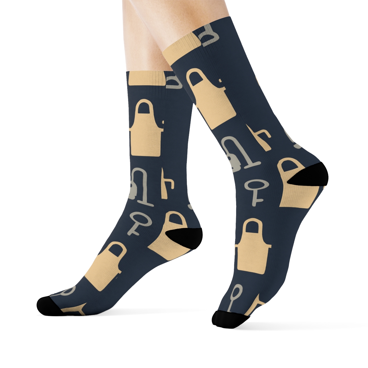 Midnight Tiled Service Scene Housekeeper comfortable cotton crew socks