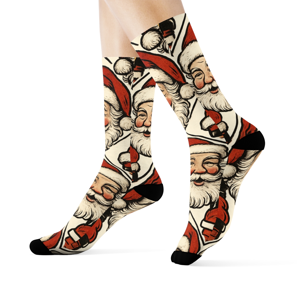Vintage Santa Chimney Tessellation premium sports crew socks
