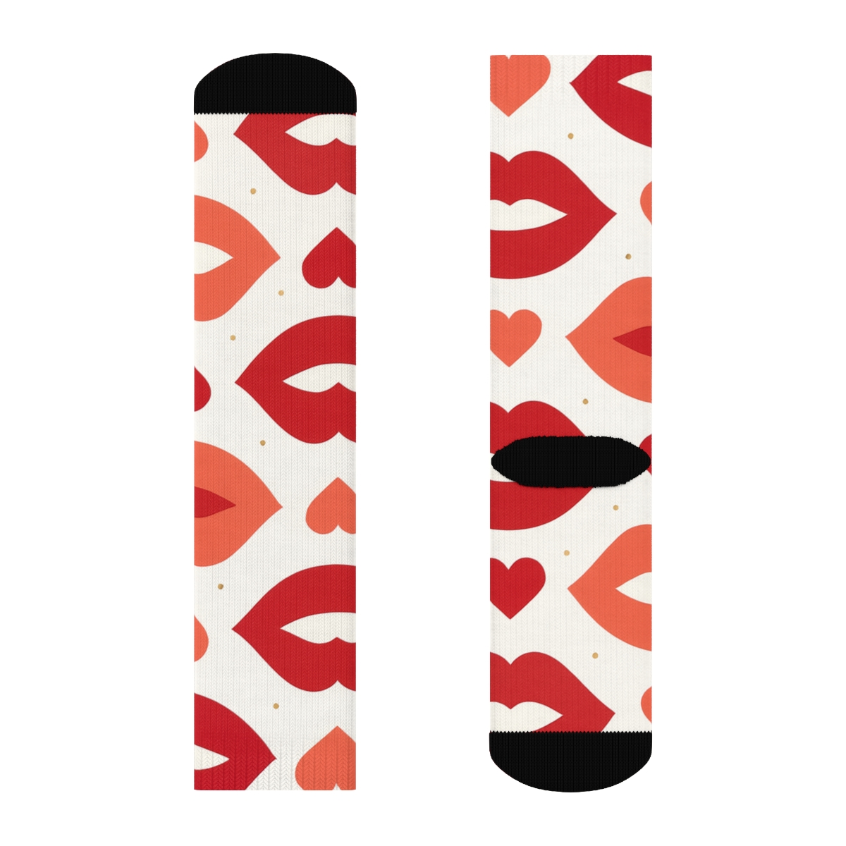 Modern Minimalist Lip Silhouettes With Valentines Accent custom crew socks