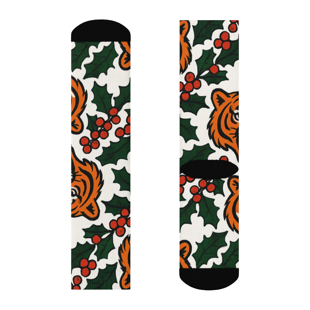 Tiger Stripe Holly Alternation On Snow Field premium sports crew socks