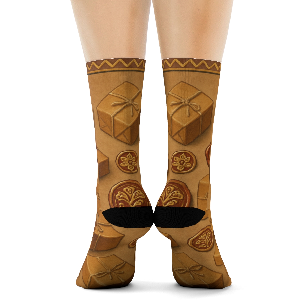 Vintage Gift Wrap Poster With Presents Motif personalized crew socks