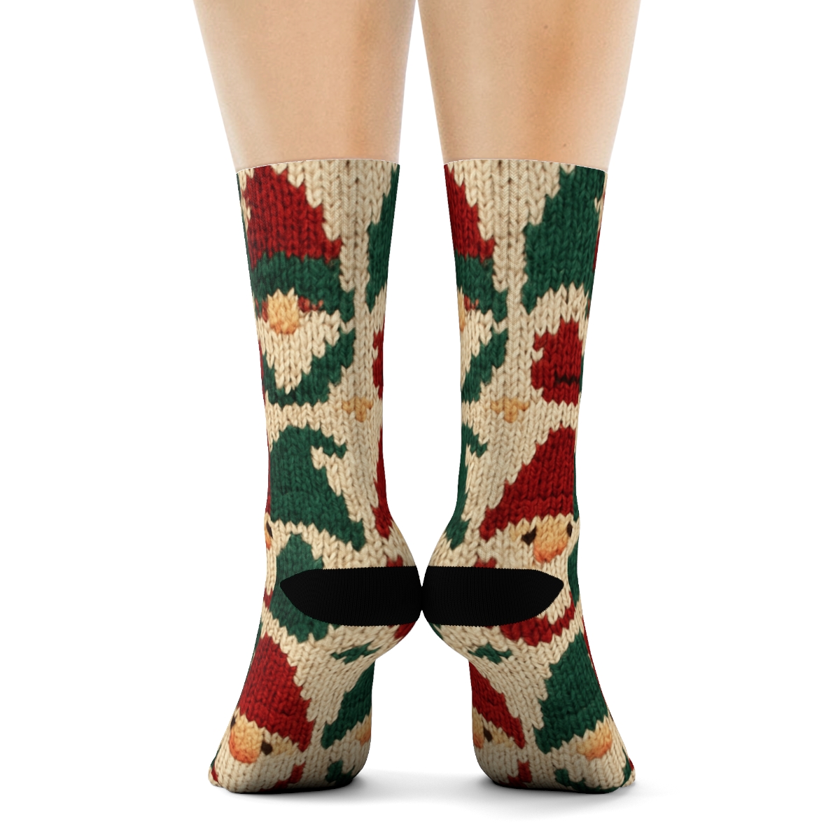 Gnomes In Hats Alternating Pattern Holiday unique graphic crew socks