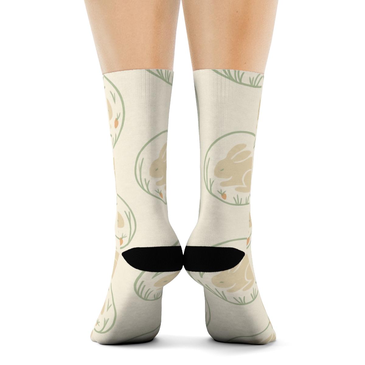 Lunar Burrow Pattern With Rabbit Echoes stylish athletic crew socks
