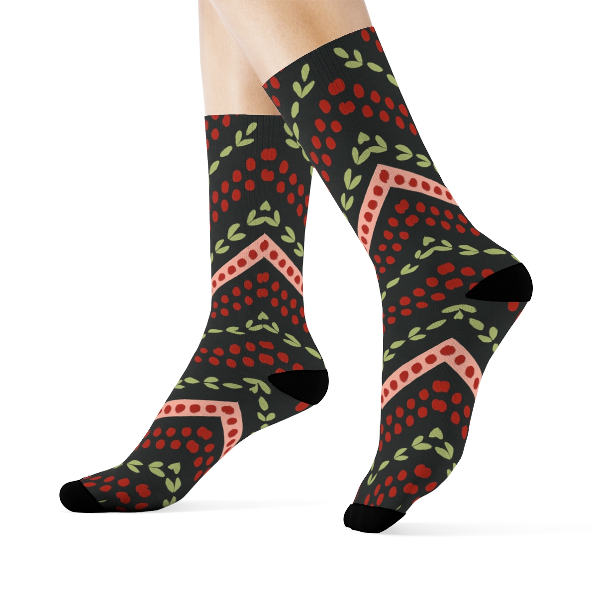 Seed Scatter Chevron On Charcoal stylish athletic crew socks