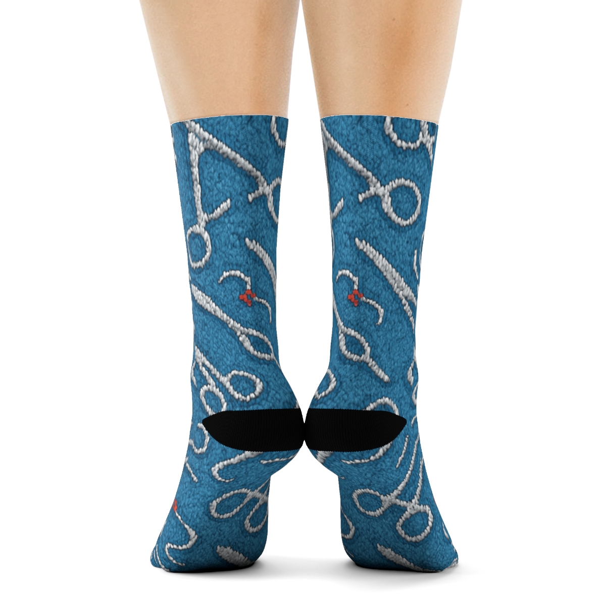 Knitted Illusion Tiles For Surgeon Tools trendy patterned crew socks
