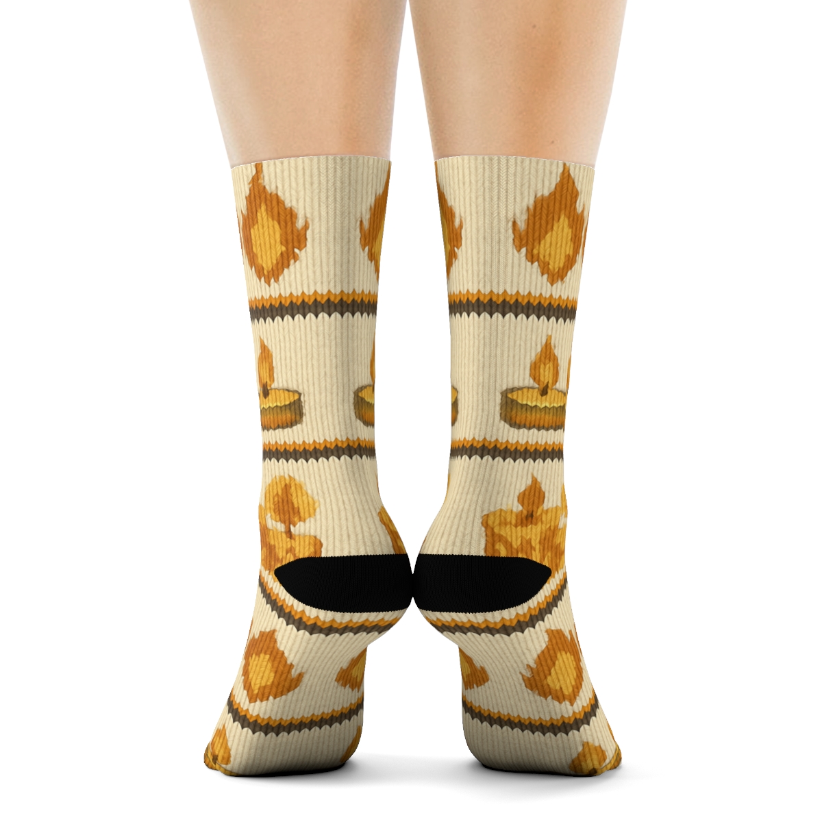 Knitted Candle Flame Garland Bands custom crew socks
