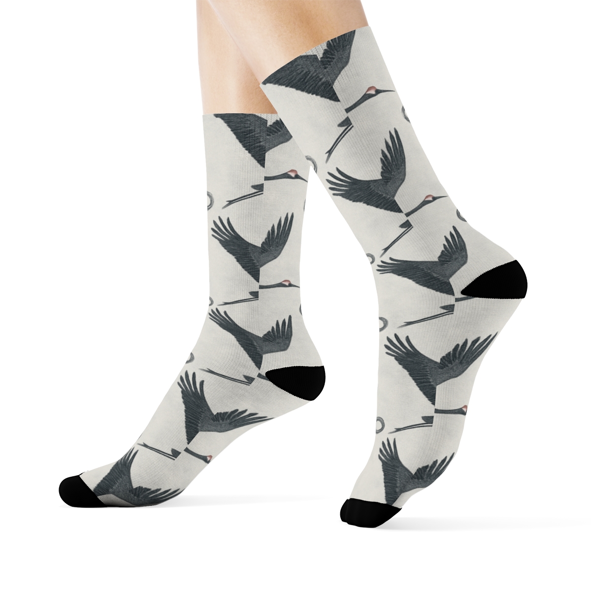 Crane Flight Mirror Array On Mist Gray Background premium sports crew socks