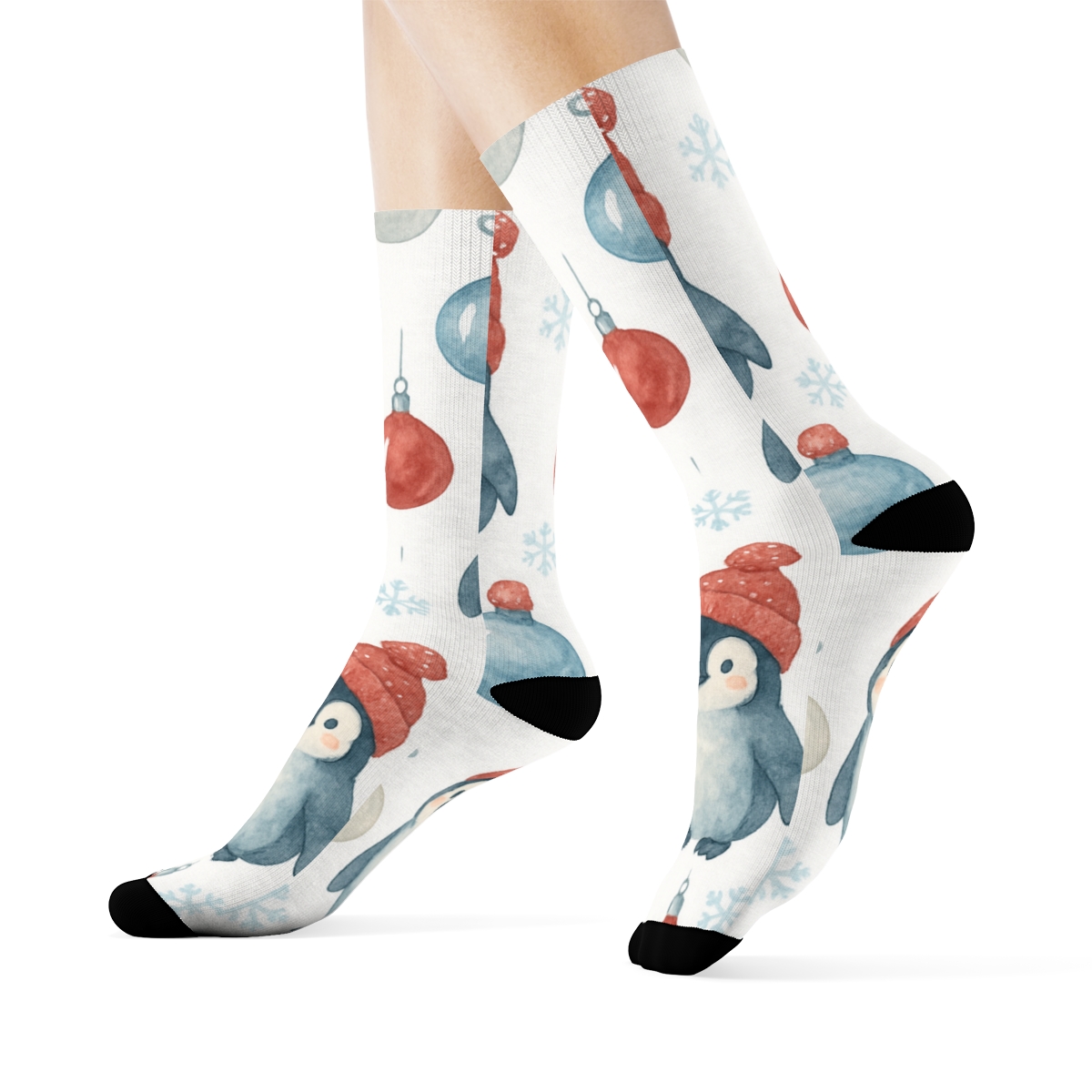 Penguin Ornament Scatter unique graphic crew socks