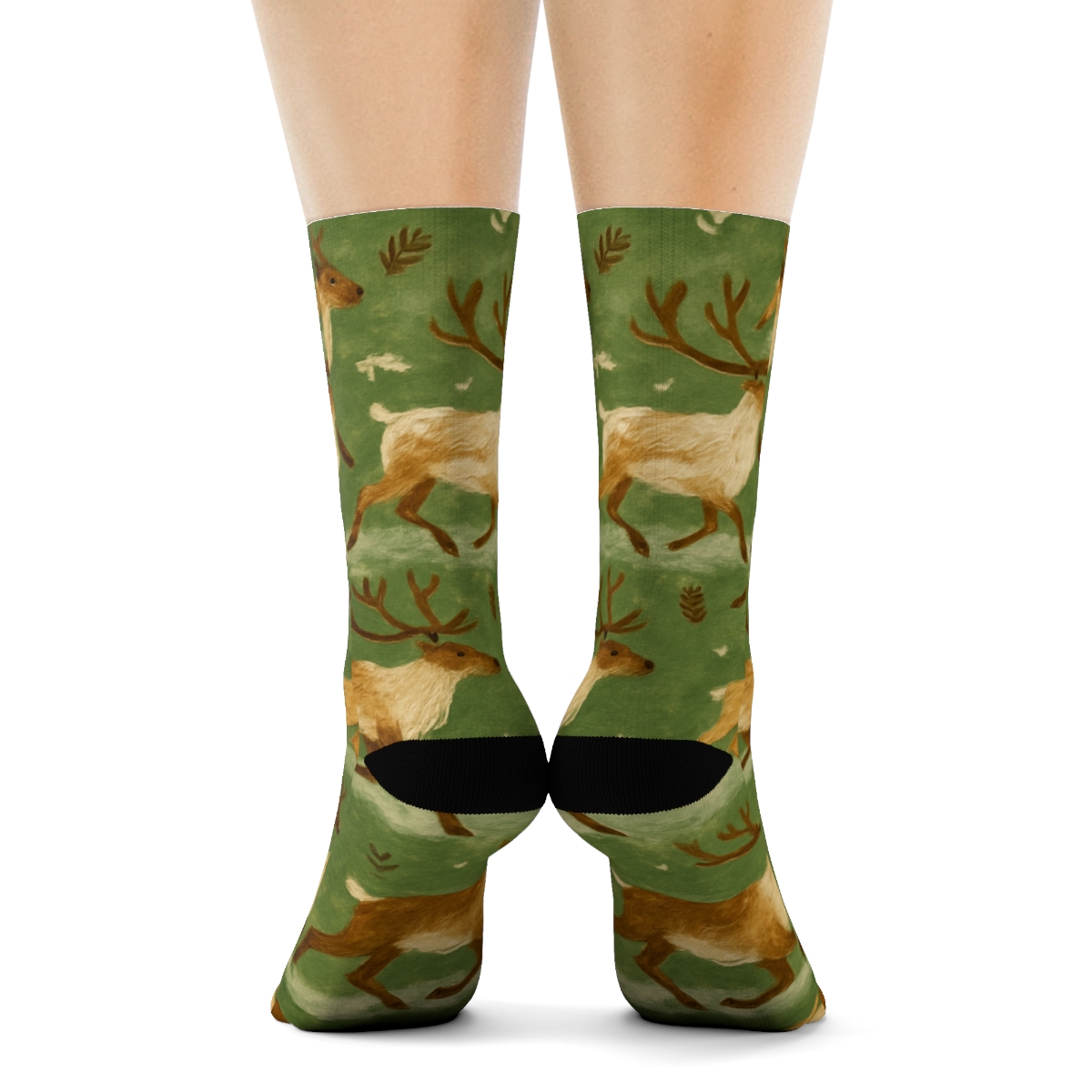 Winter Herd Repeat With Reindeer trendy patterned crew socks