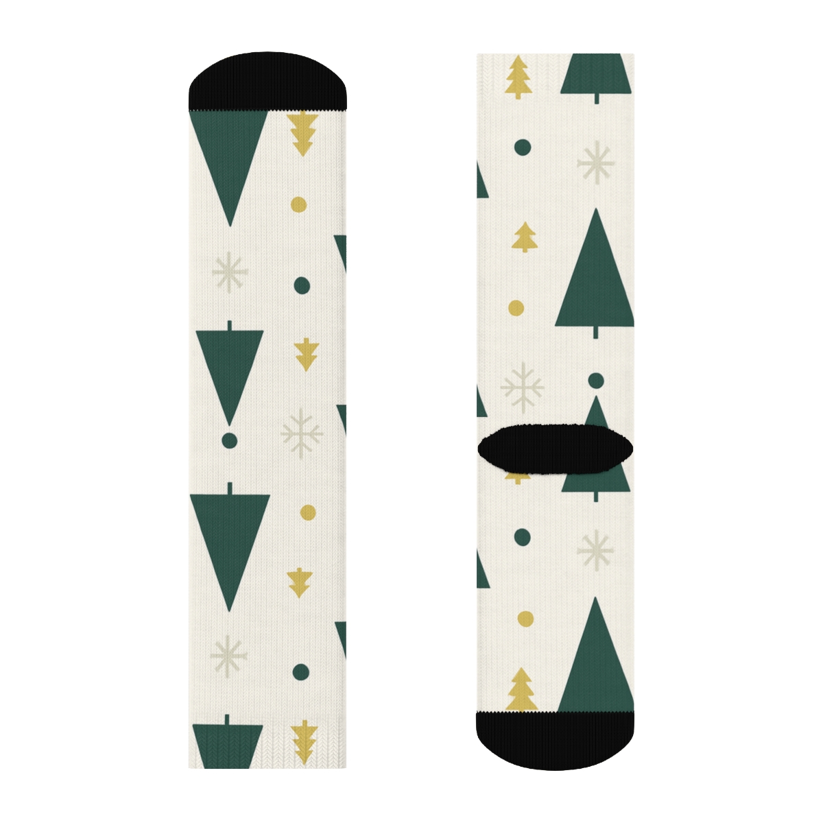Tessellated Pine Silhouette With Christmas Tree Accent designer printed crew socks