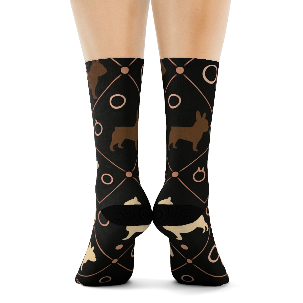 Midnight Bulldog Collar Constellation Lattice comfortable cotton crew socks