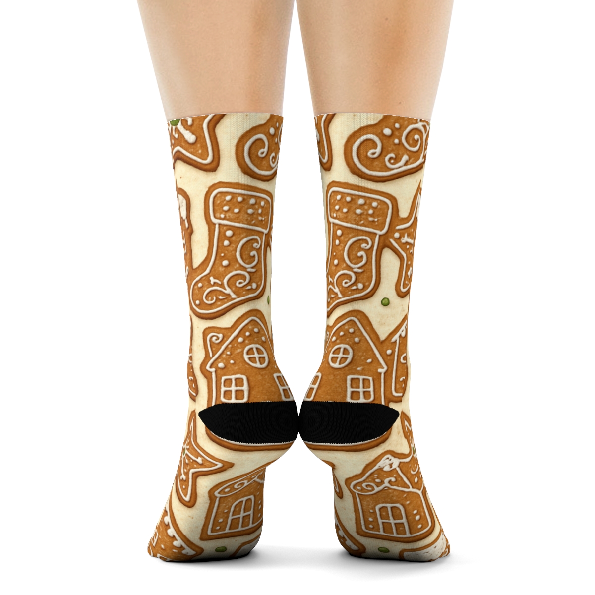 Holiday Gingerbread Tile Mosaic In Warm Cream premium sports crew socks