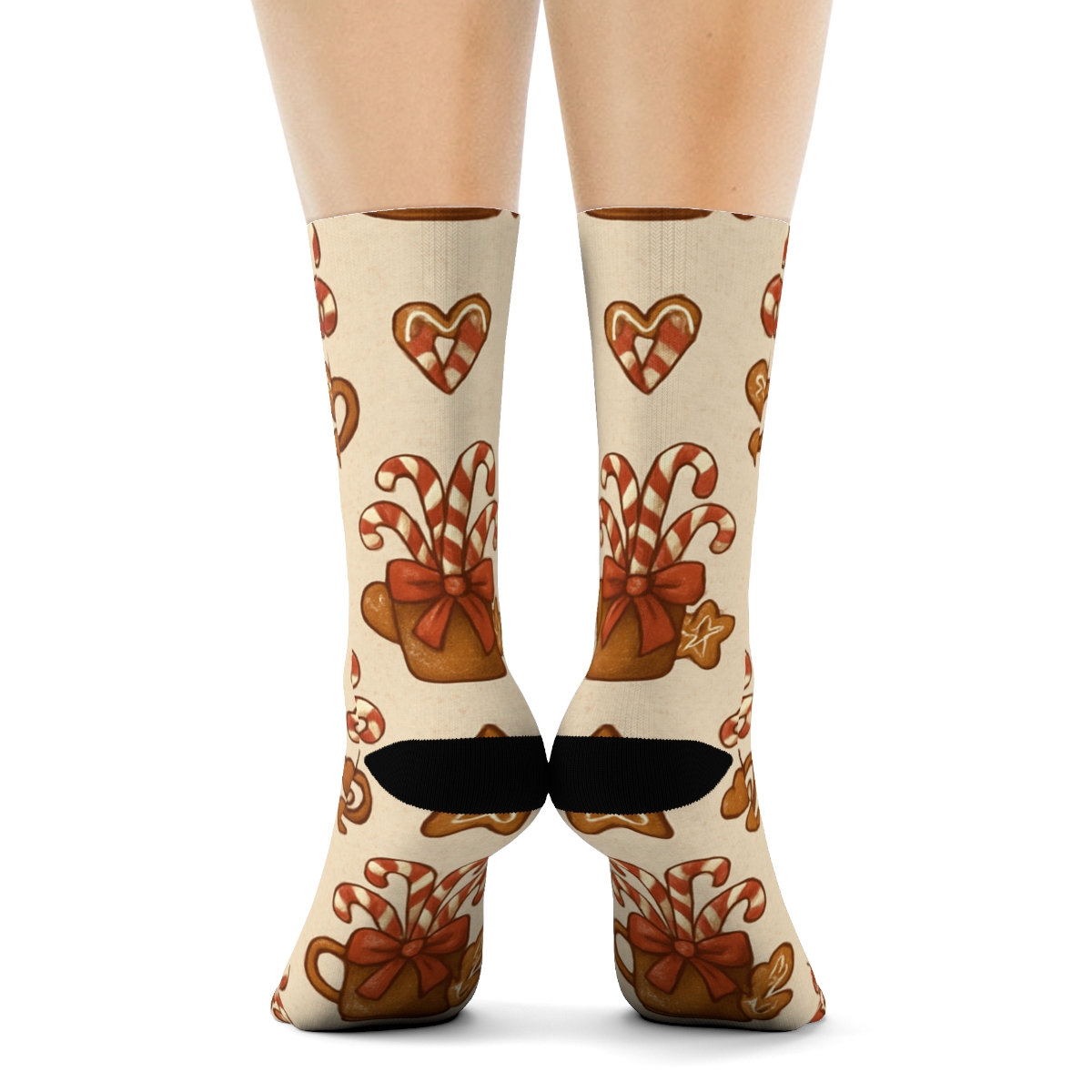 Cocoa Mug Vignettes With Candy Canes Bouquet Repeat unique graphic crew socks