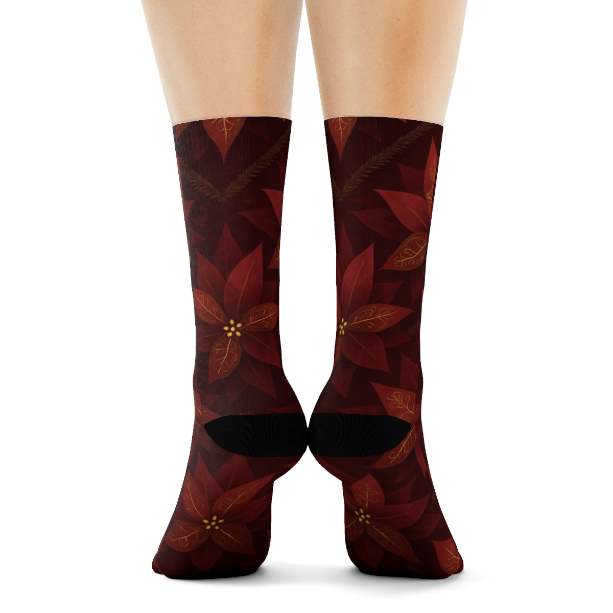 Burgundy Star Bract Chevron comfortable cotton crew socks