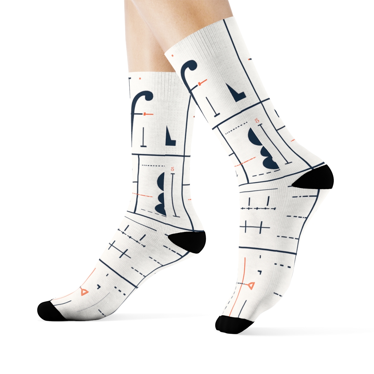 Type Specimen Tiles With Graphic Designer Rhythm trendy patterned crew socks