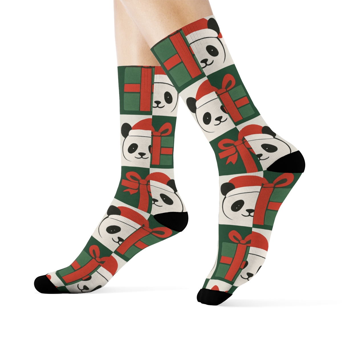 Panda Gift Box Checkerboard soft everyday crew socks