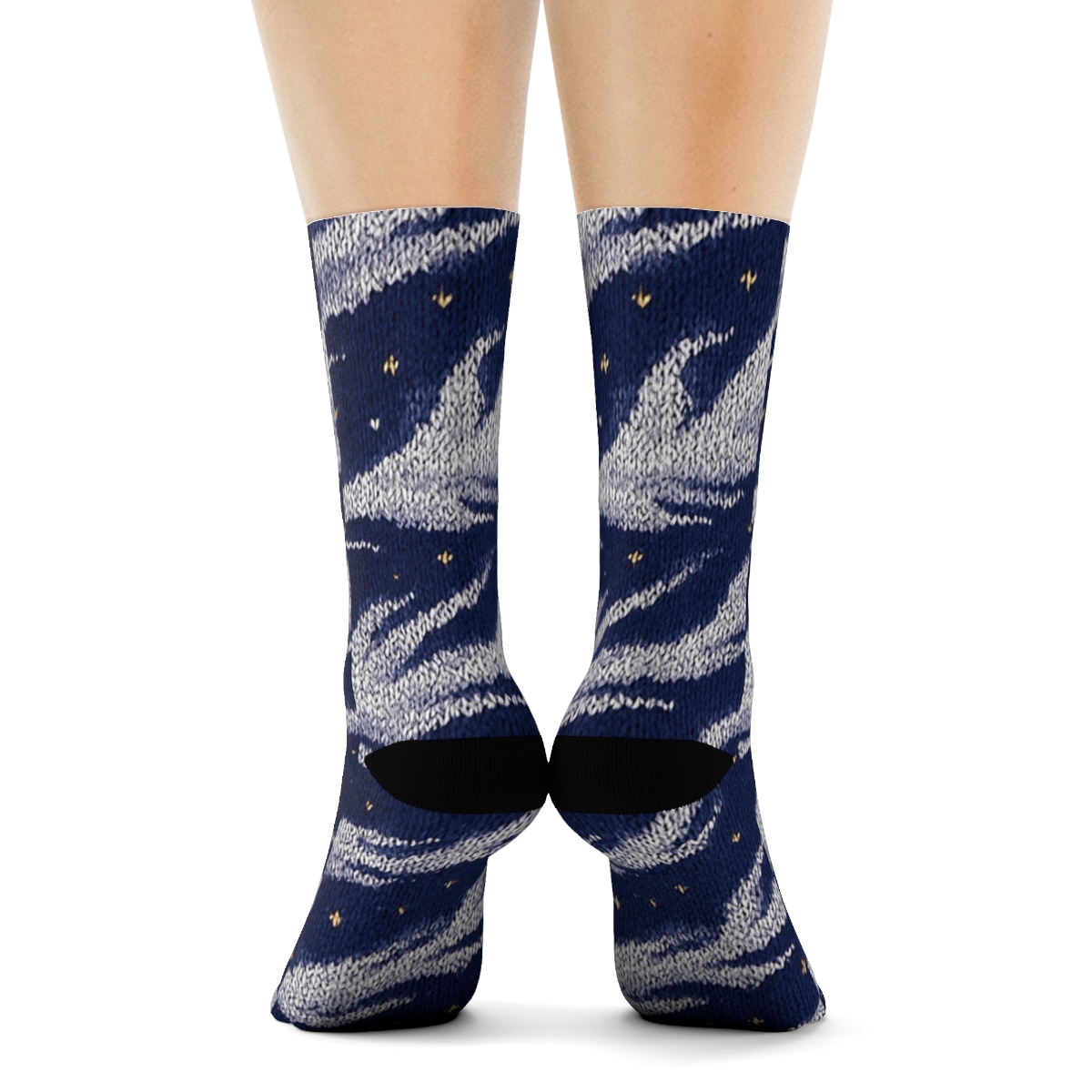 Clouds-Woven Cirrus Lattice In Indigo trendy patterned crew socks