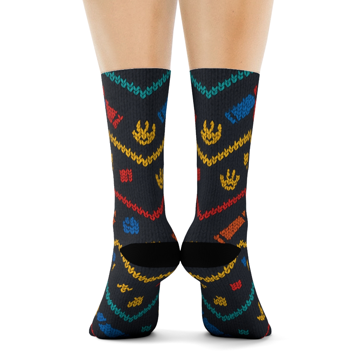 Knitted Childcare Worker Crayon Chevron Parade designer printed crew socks