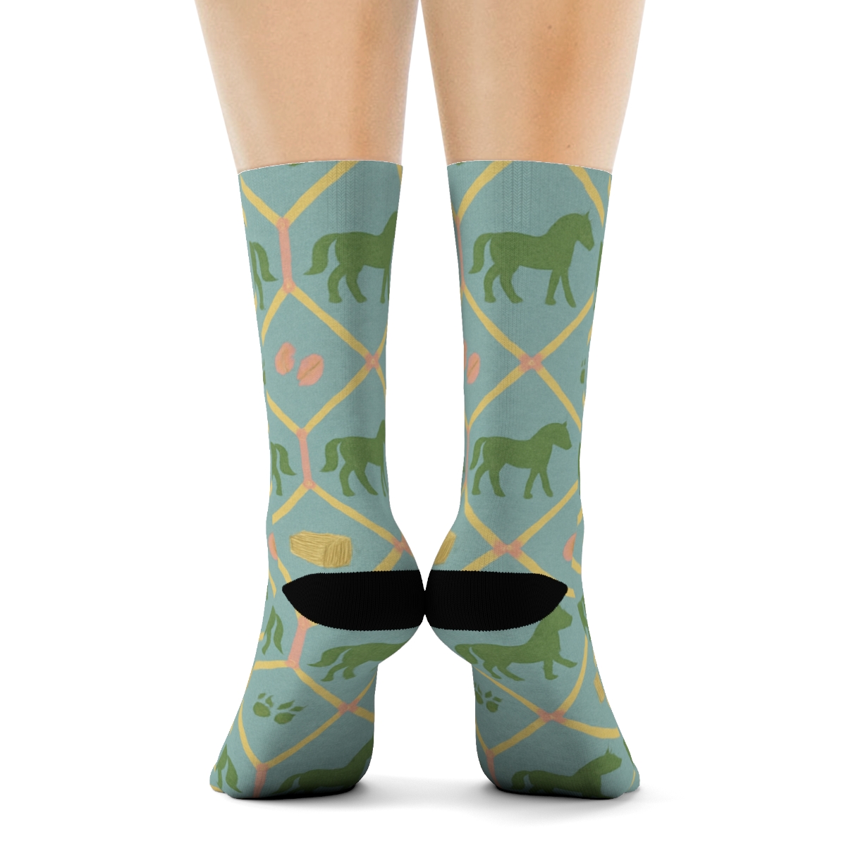 Wildflower Lattice With Pony Silhouettes unique graphic crew socks