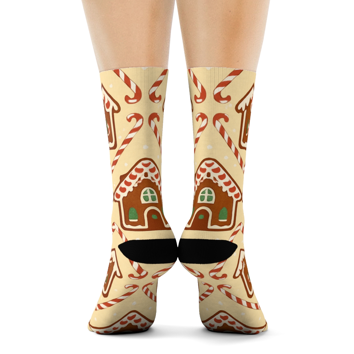 Gingerbread Village Lattice, Christmas Edition unique graphic crew socks
