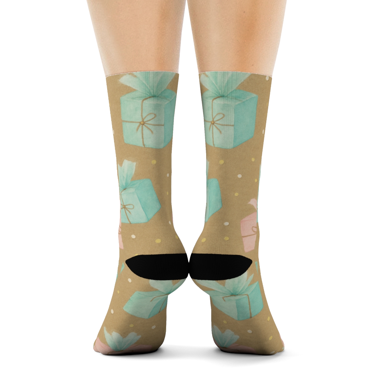 Kraft Ribbon Scatter Wrap Presents Edition unique graphic crew socks