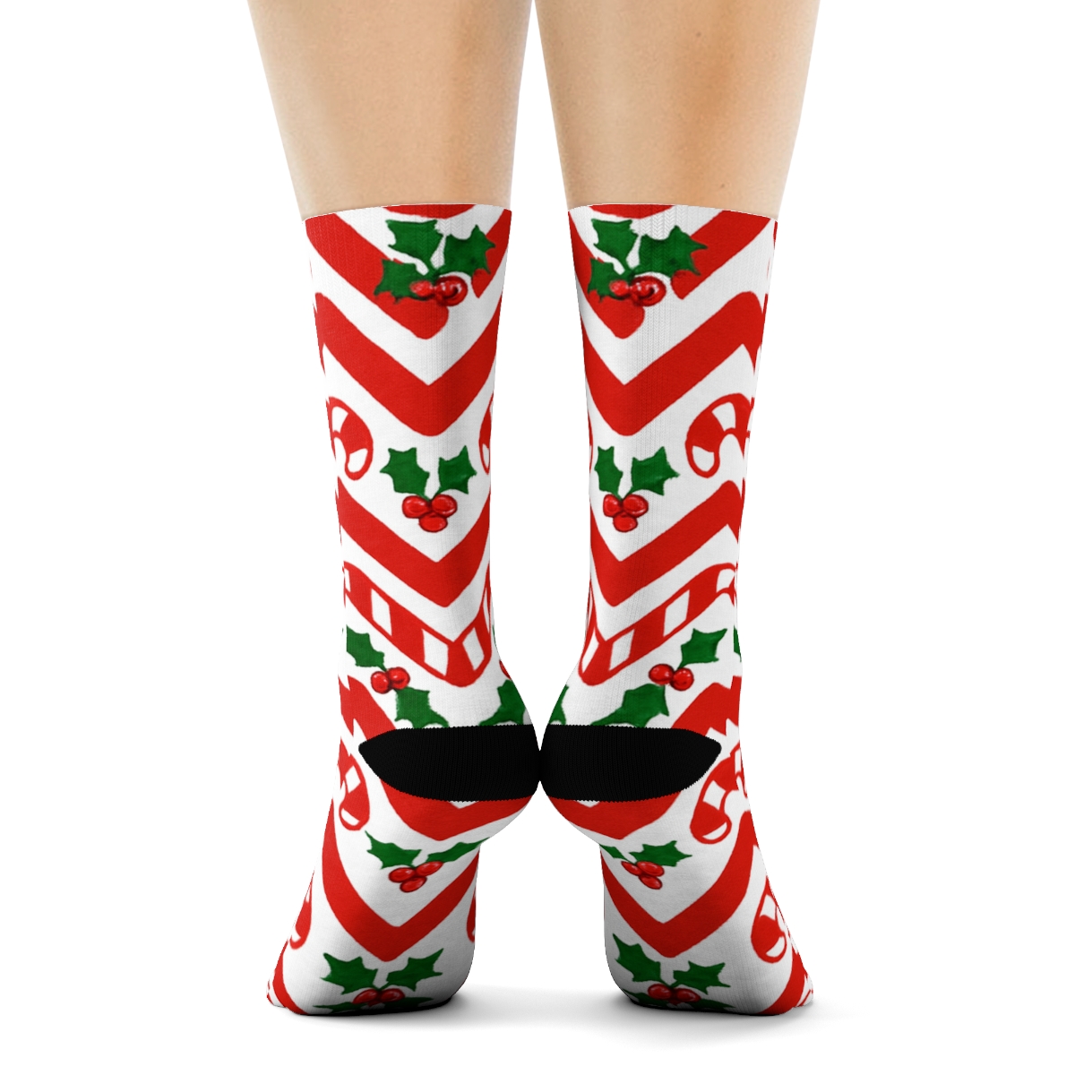 Candy Cane Chevron On White Field stylish athletic crew socks