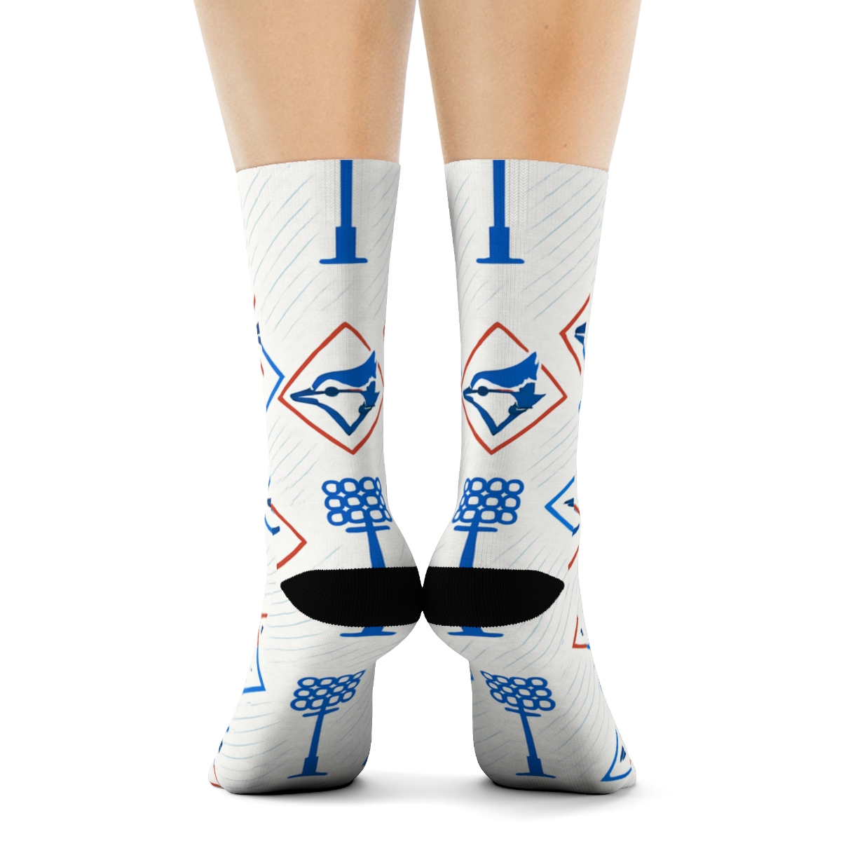 Stadium Light Lattice With Blue Jays Pattern custom crew socks