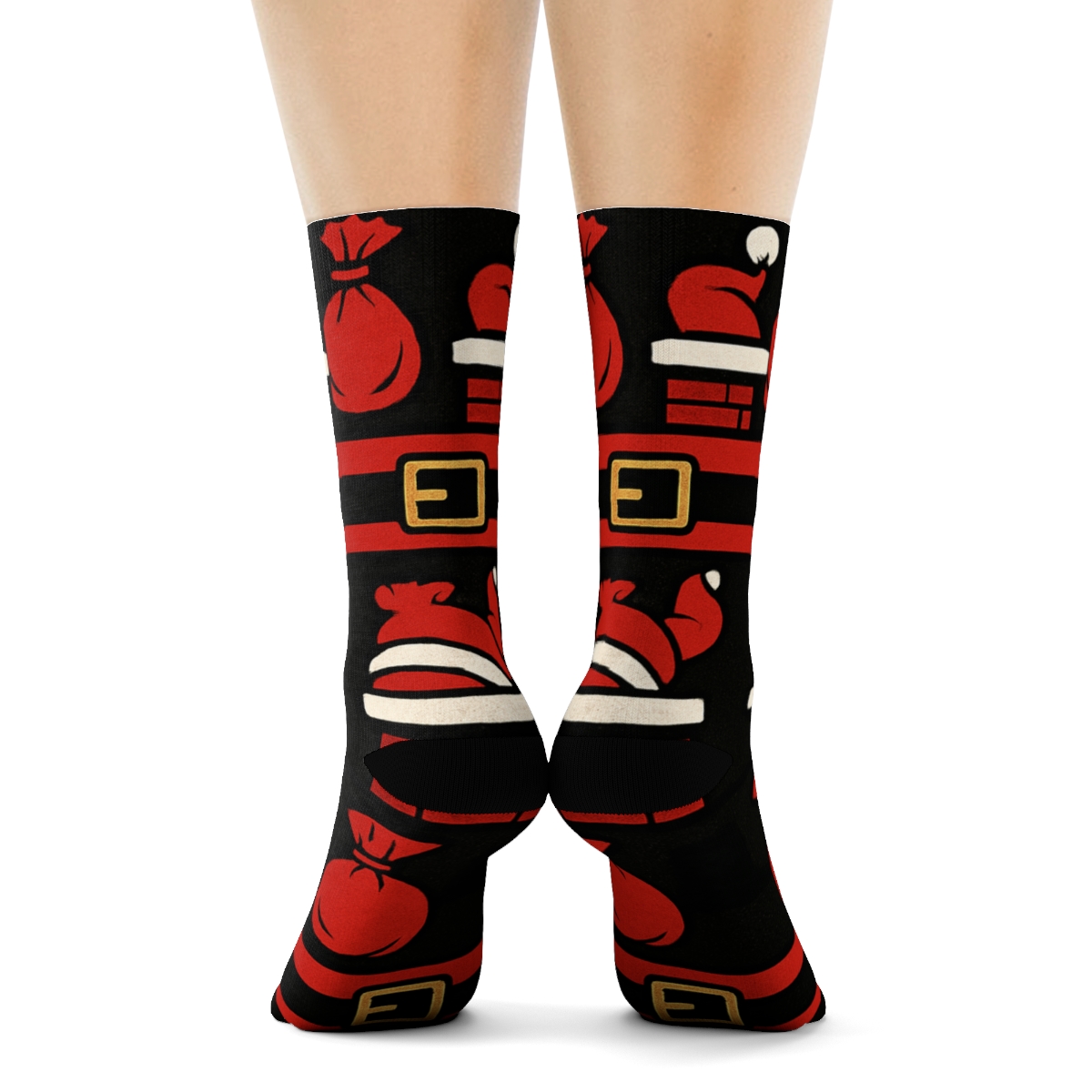 Pop Art Belt Buckle Santa Collage personalized crew socks